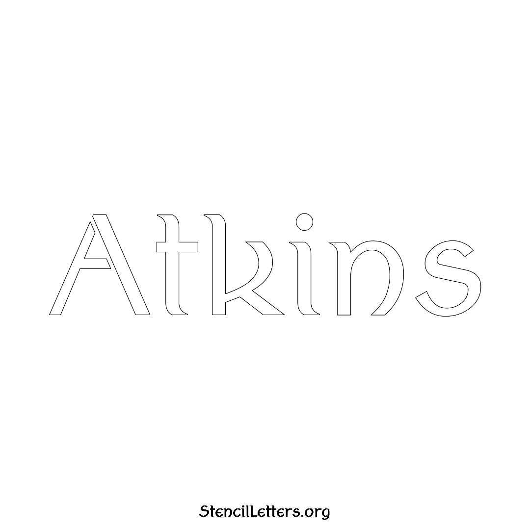 Atkins name stencil in Ancient Lettering