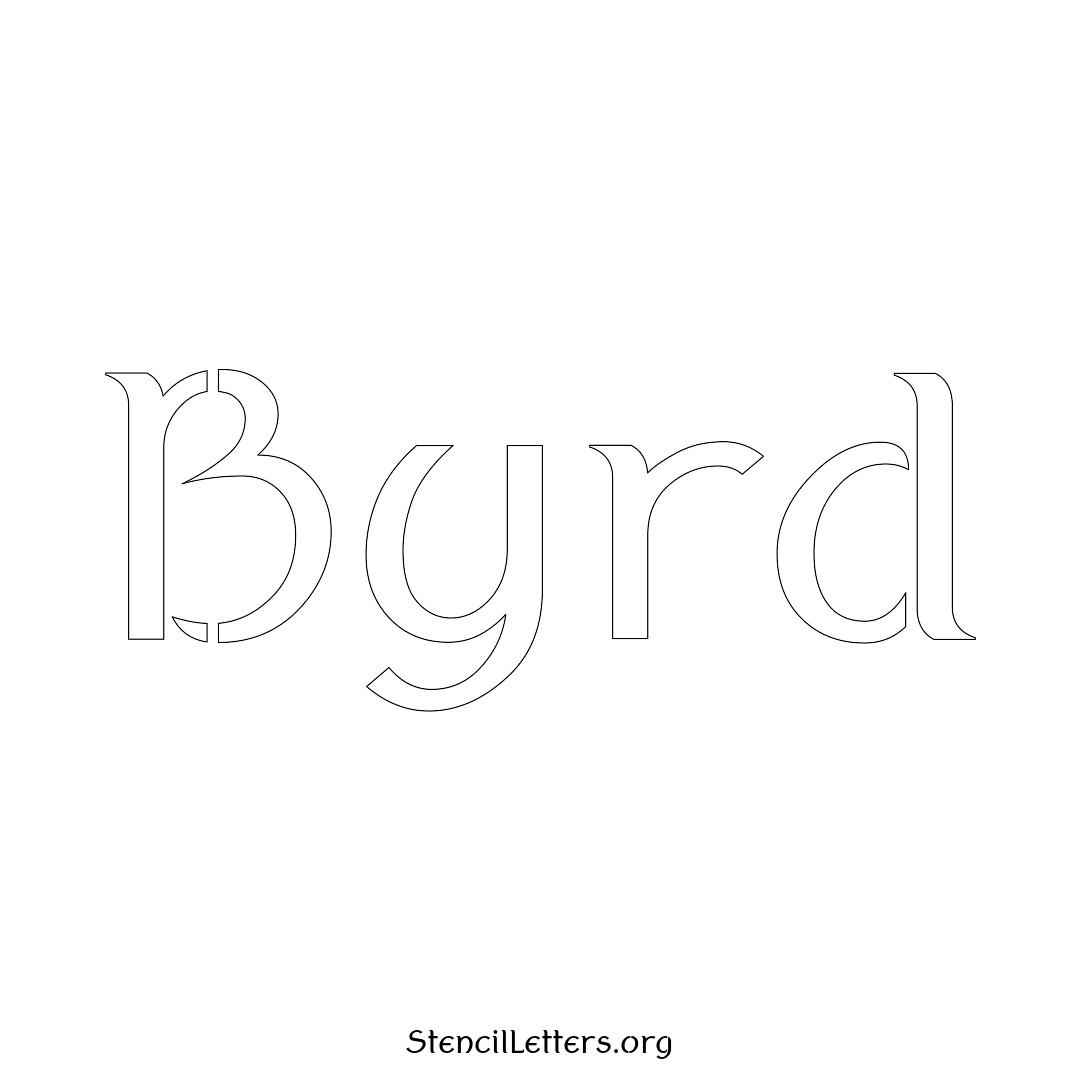 Byrd name stencil in Ancient Lettering