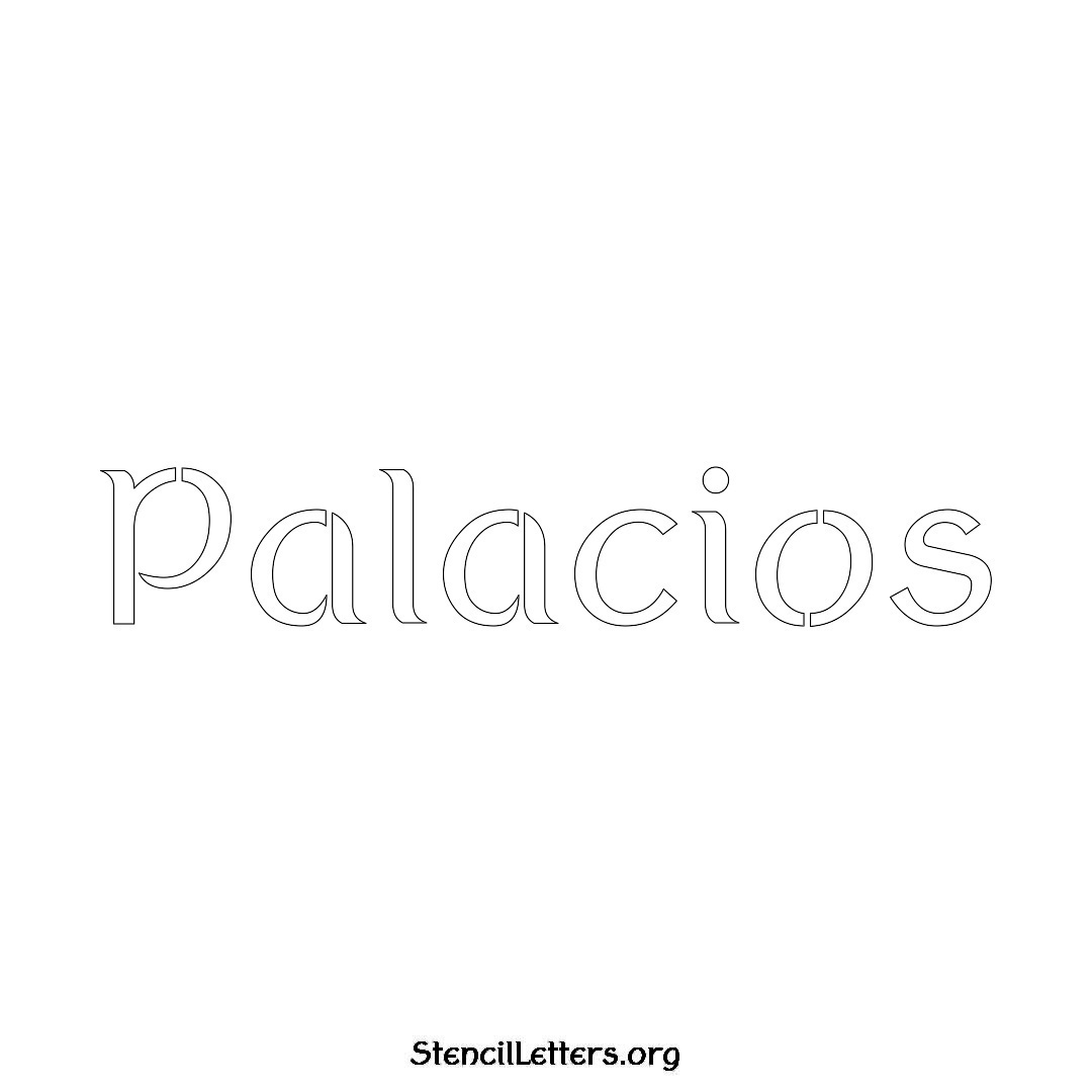 Palacios name stencil in Ancient Lettering