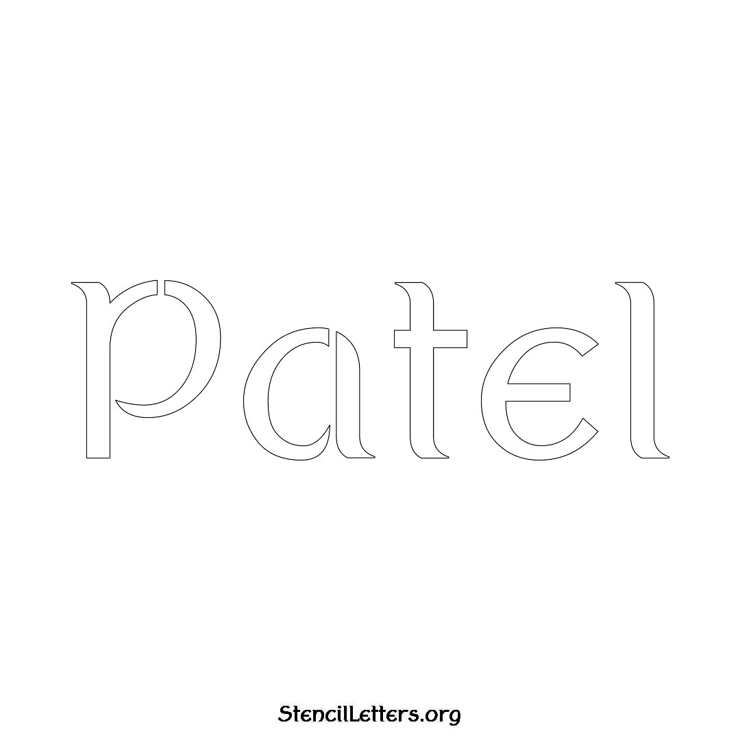 Patel name stencil in Ancient Lettering