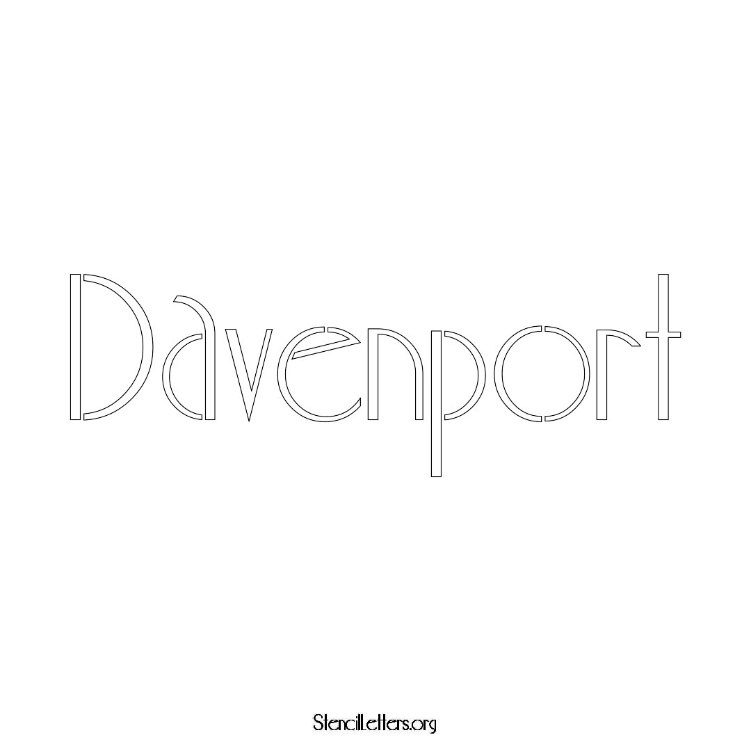 Davenport name stencil in Art Deco Lettering