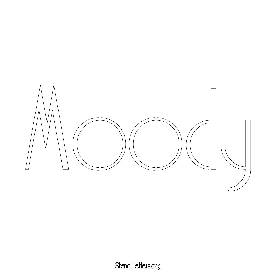 Moody name stencil in Art Deco Lettering