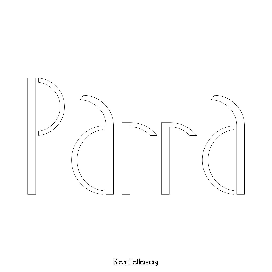 Parra name stencil in Art Deco Lettering