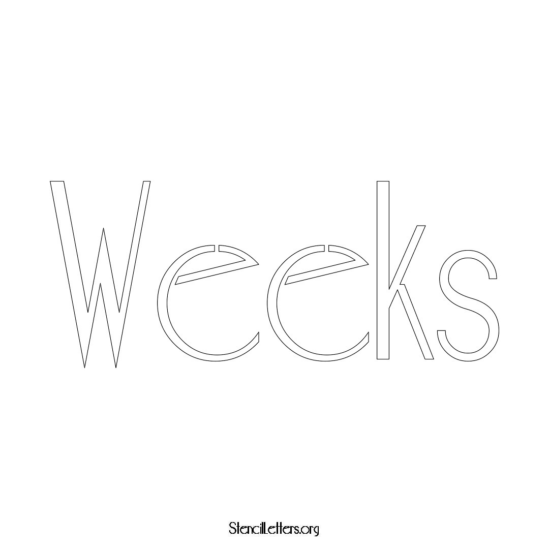 Weeks name stencil in Art Deco Lettering