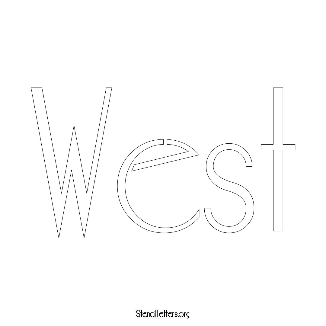 West name stencil in Art Deco Lettering