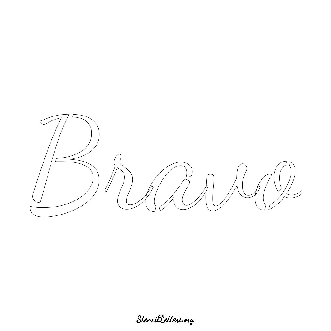Bravo name stencil in Cursive Script Lettering