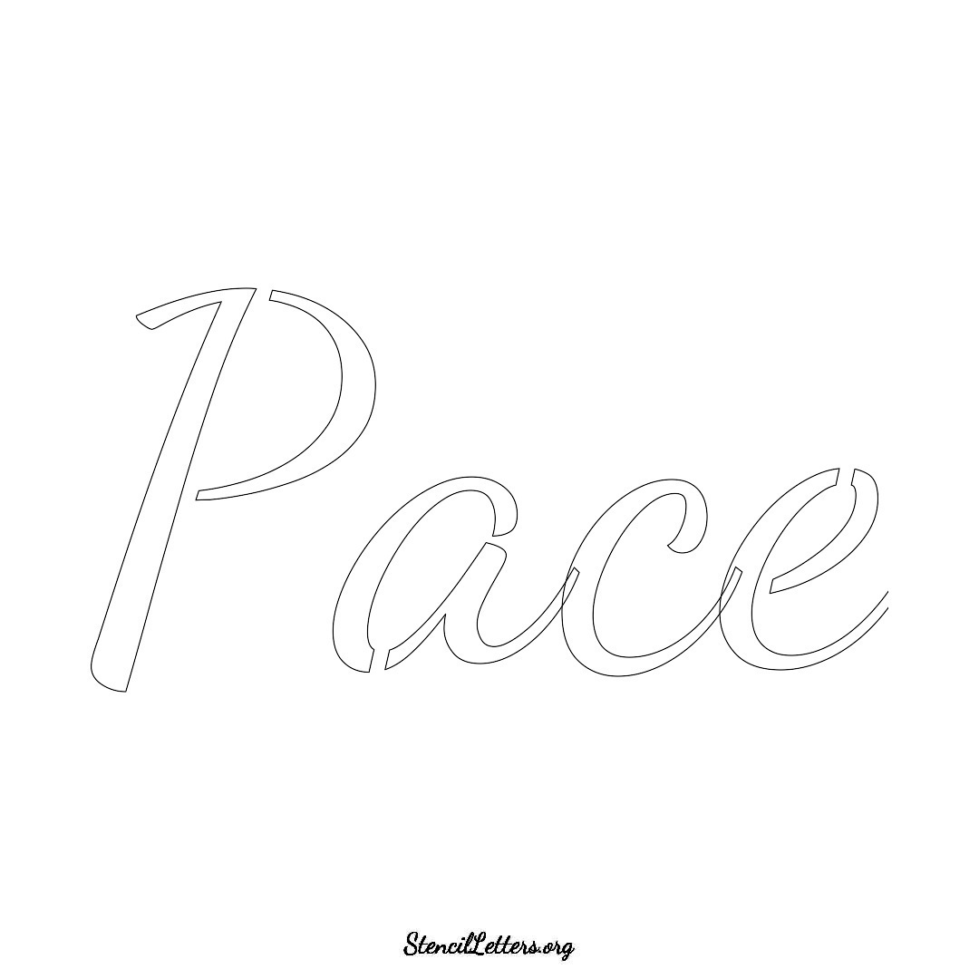 Pace name stencil in Cursive Script Lettering