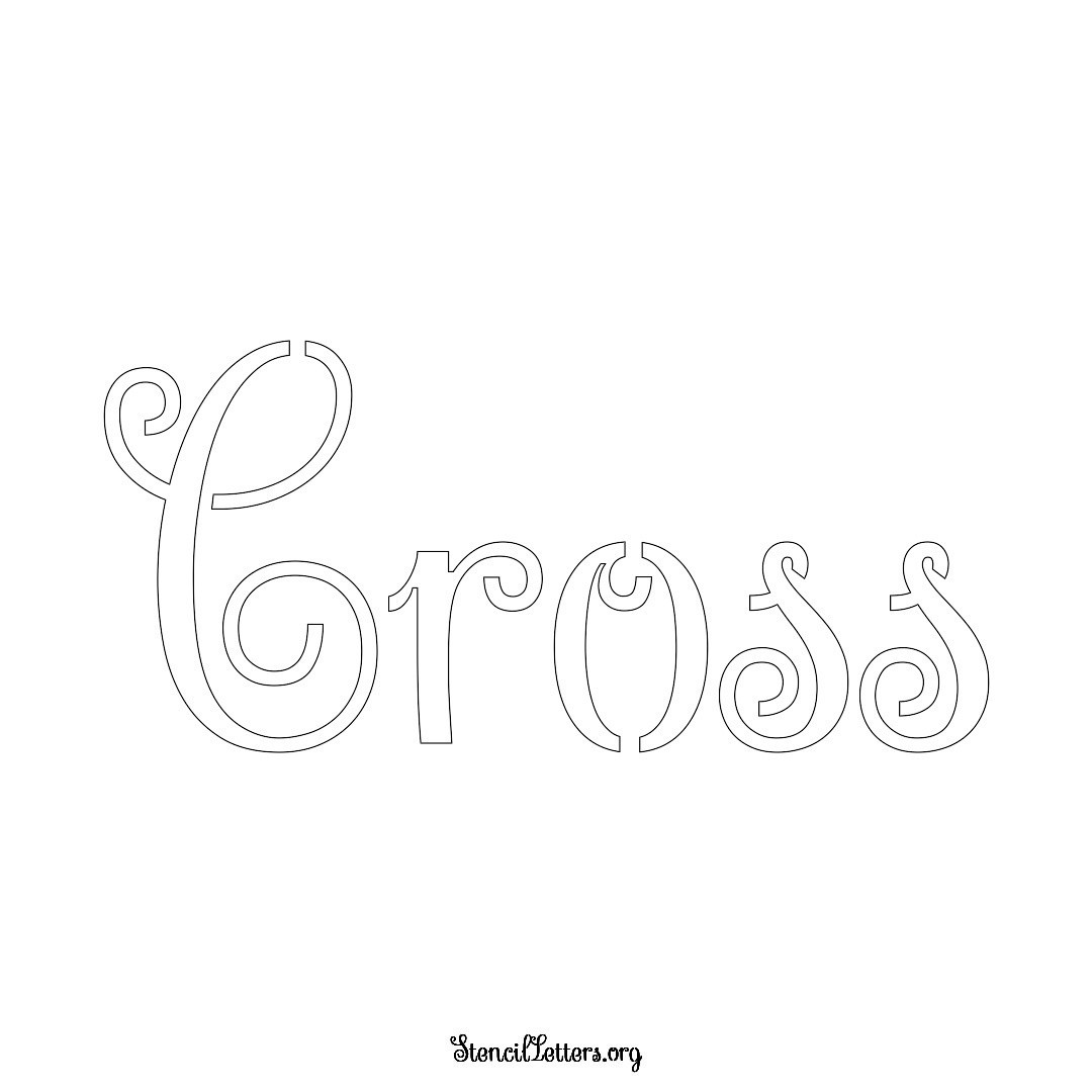 Cross name stencil in Ornamental Cursive Lettering