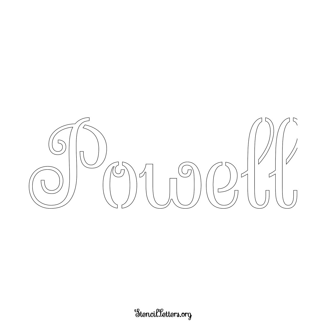 Powell name stencil in Ornamental Cursive Lettering