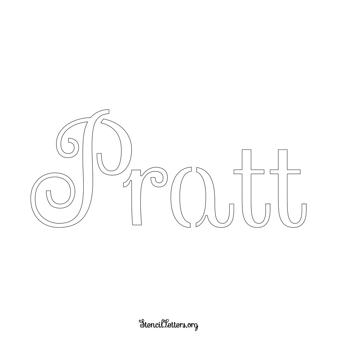 Pratt name stencil in Ornamental Cursive Lettering