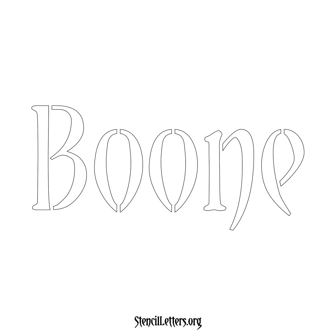 Boone name stencil in Vintage Brush Lettering