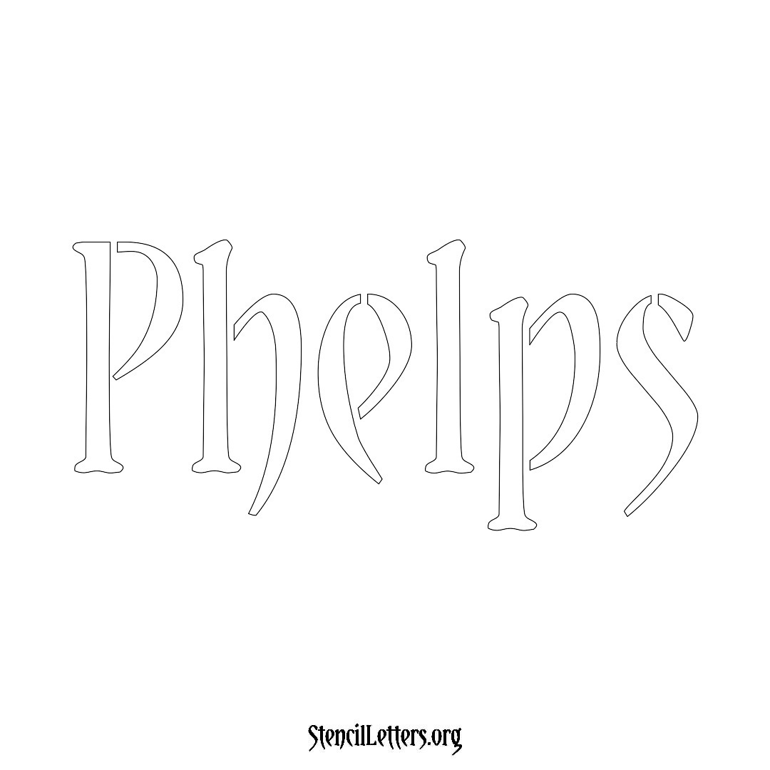 Phelps name stencil in Vintage Brush Lettering
