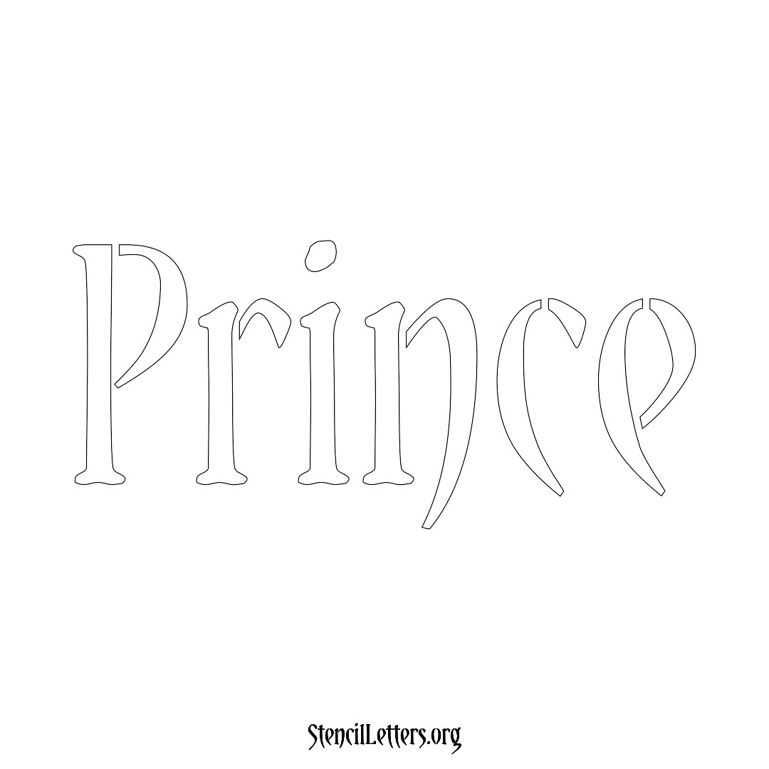 Prince name stencil in Vintage Brush Lettering