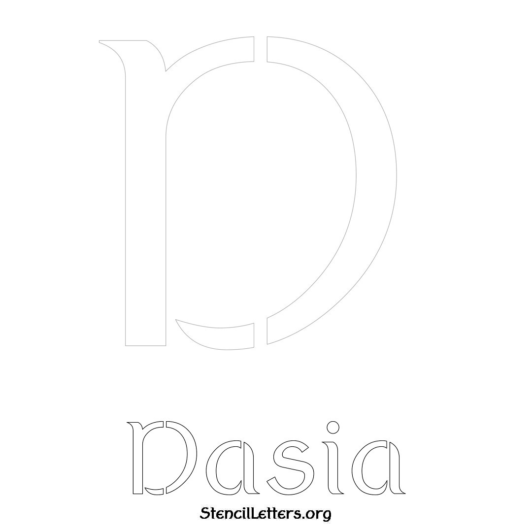 Dasia printable name initial stencil in Ancient Lettering