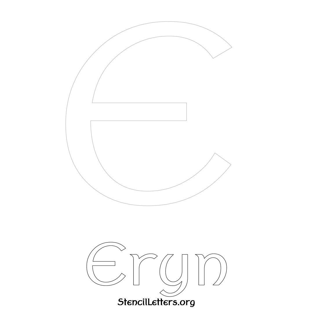 Eryn printable name initial stencil in Ancient Lettering