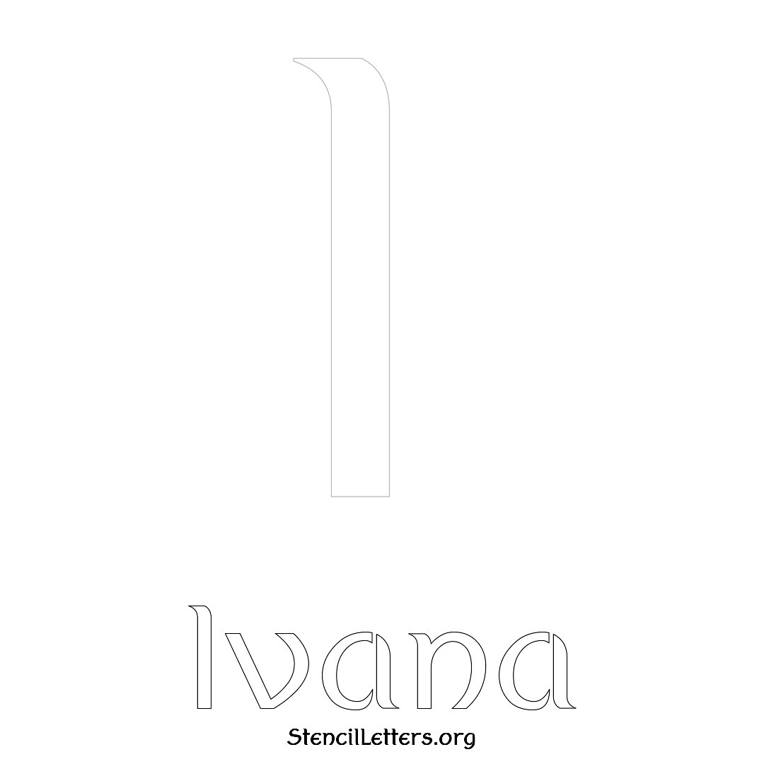 Ivana printable name initial stencil in Ancient Lettering