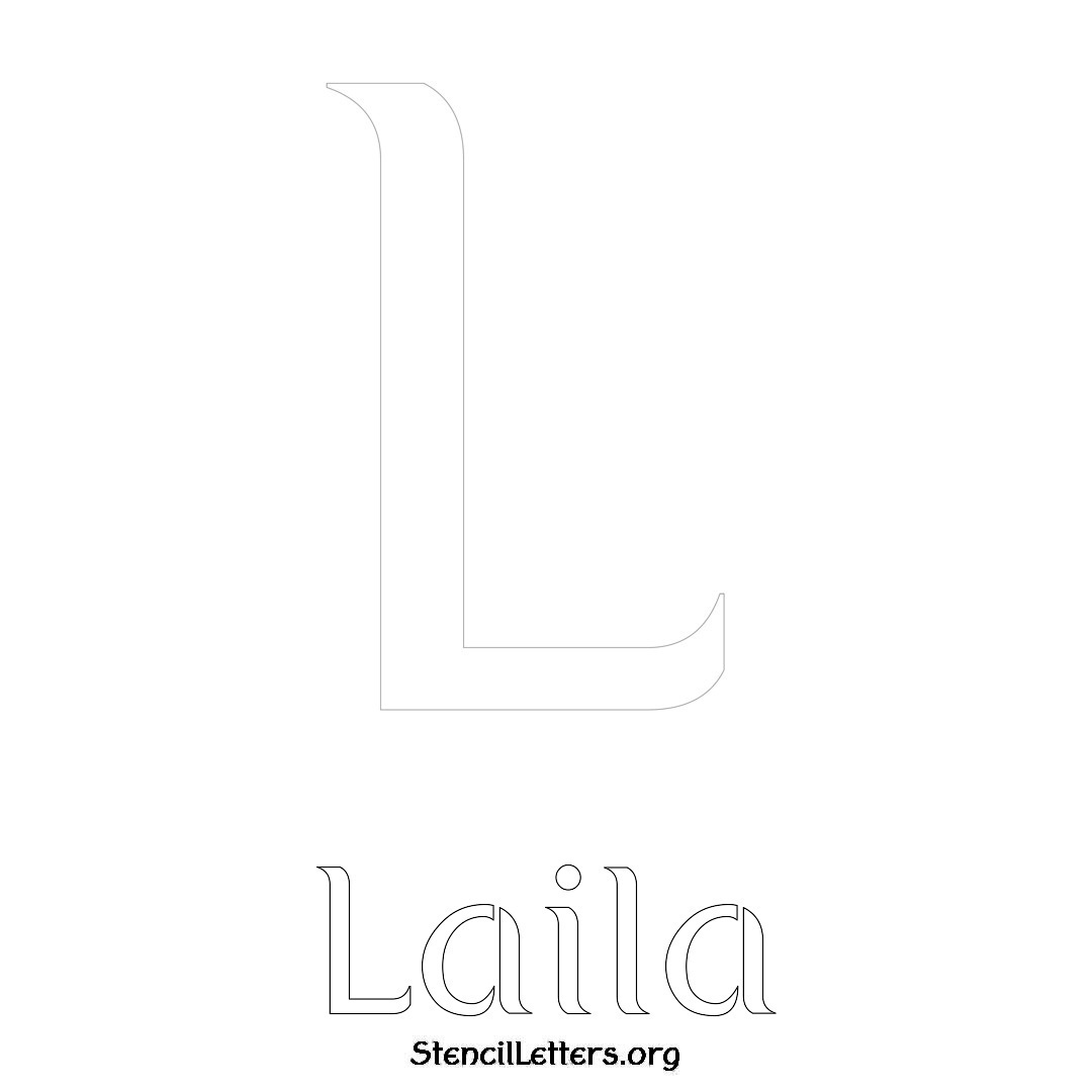 Laila printable name initial stencil in Ancient Lettering