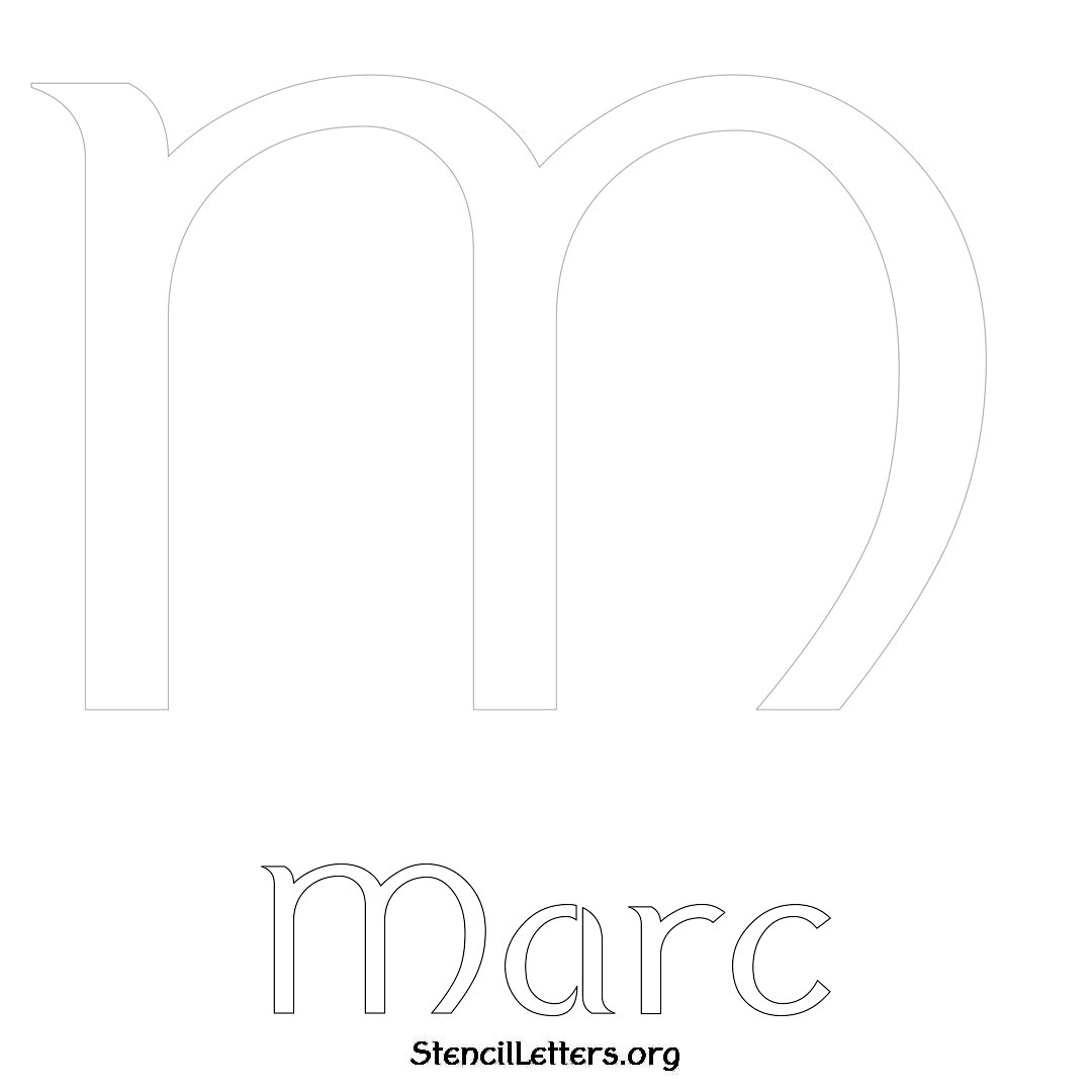 Marc printable name initial stencil in Ancient Lettering