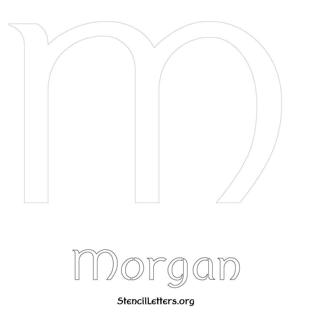 Morgan printable name initial stencil in Ancient Lettering
