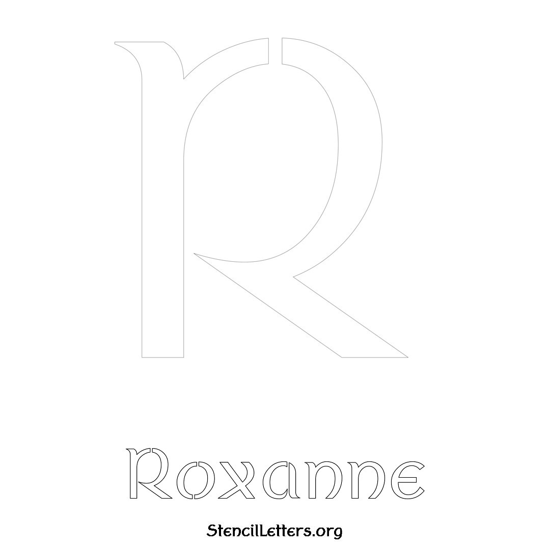 Roxanne printable name initial stencil in Ancient Lettering