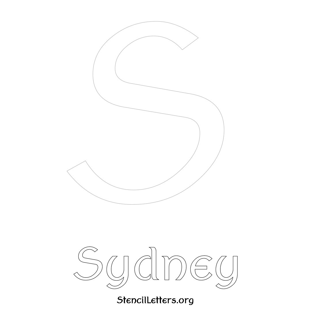 Sydney printable name initial stencil in Ancient Lettering