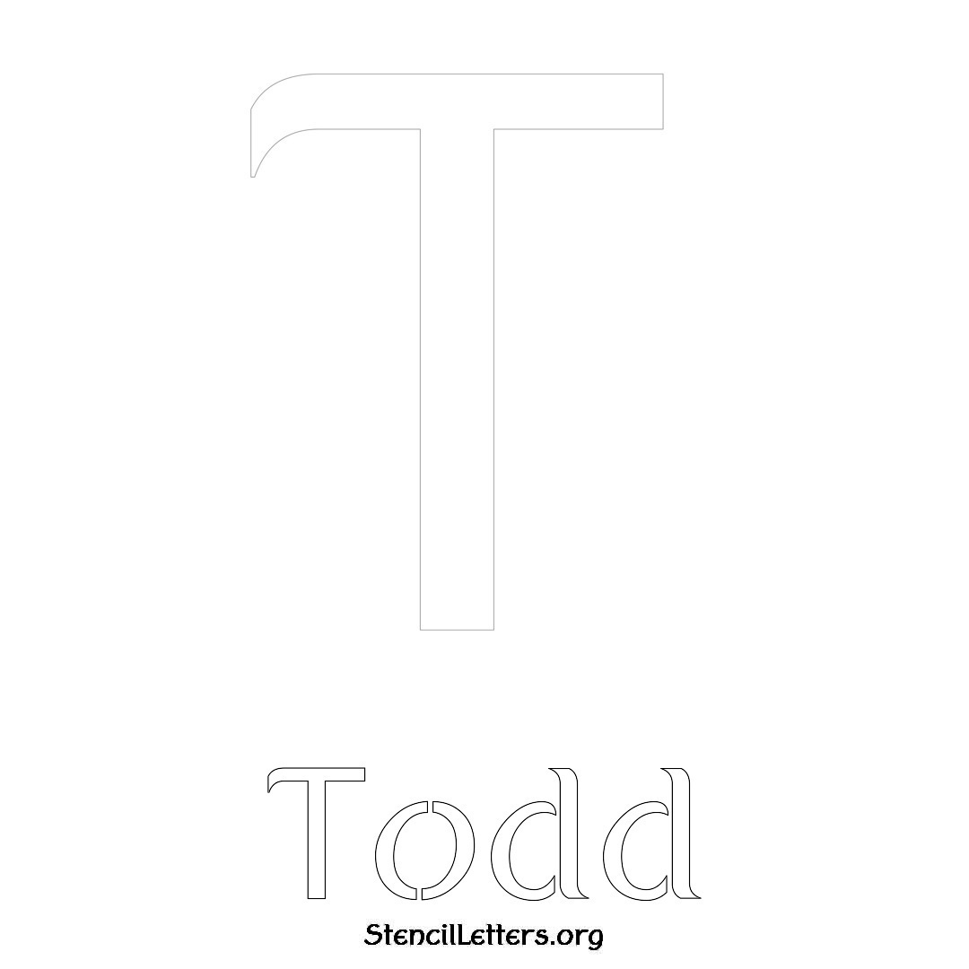 Todd printable name initial stencil in Ancient Lettering