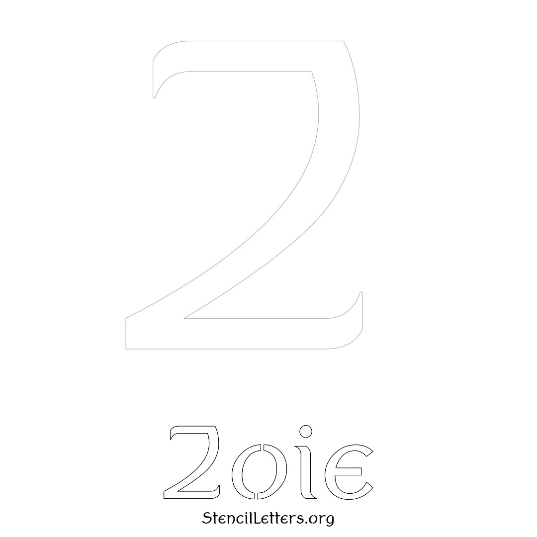 Zoie printable name initial stencil in Ancient Lettering