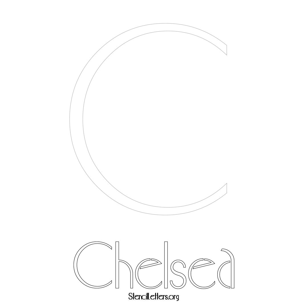 Chelsea printable name initial stencil in Art Deco Lettering