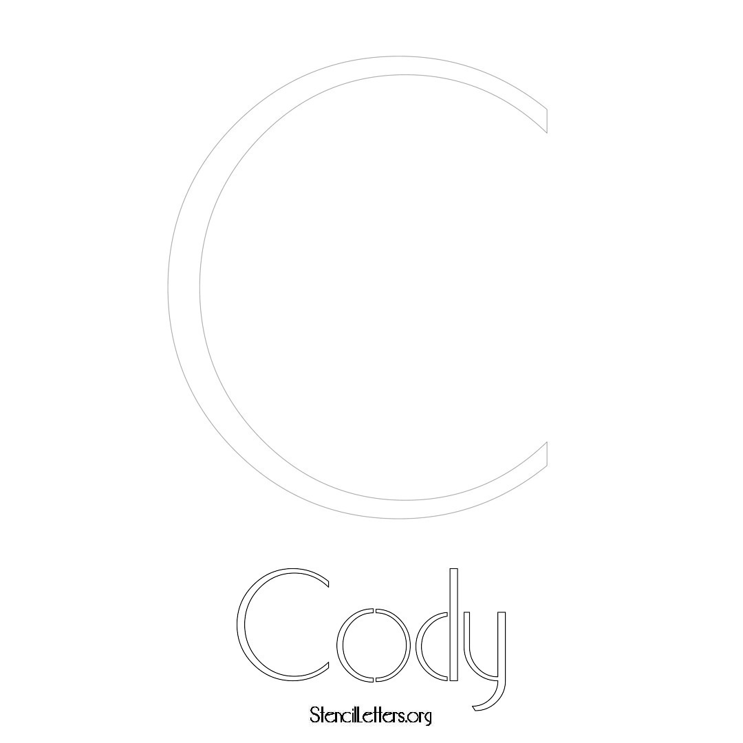 Cody printable name initial stencil in Art Deco Lettering