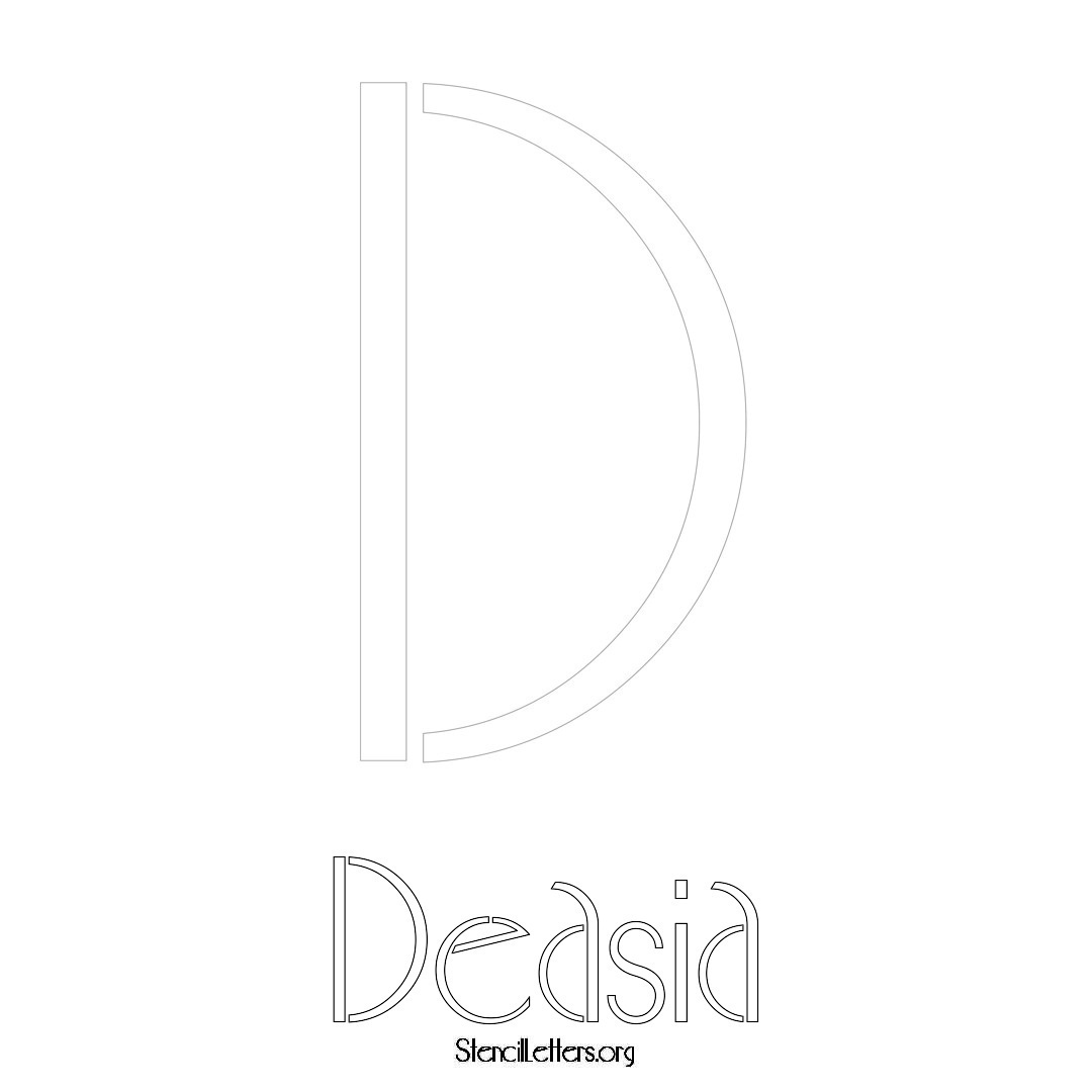Deasia printable name initial stencil in Art Deco Lettering