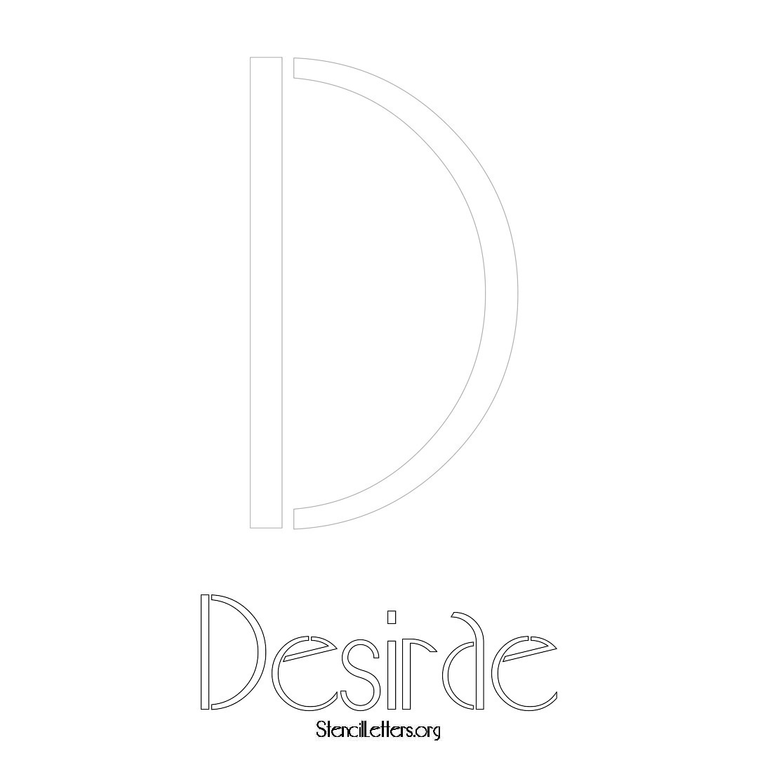 Desirae printable name initial stencil in Art Deco Lettering