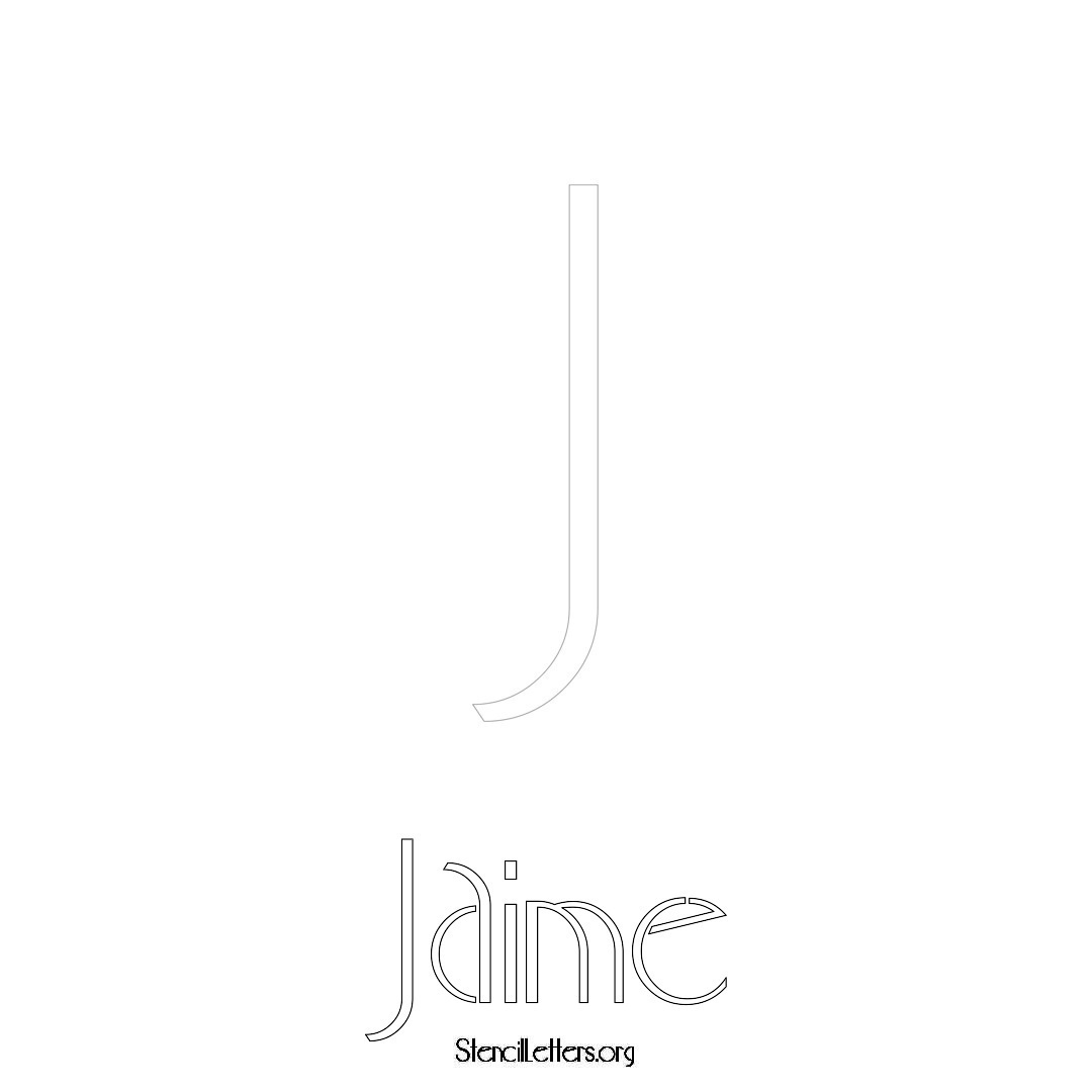Jaime printable name initial stencil in Art Deco Lettering