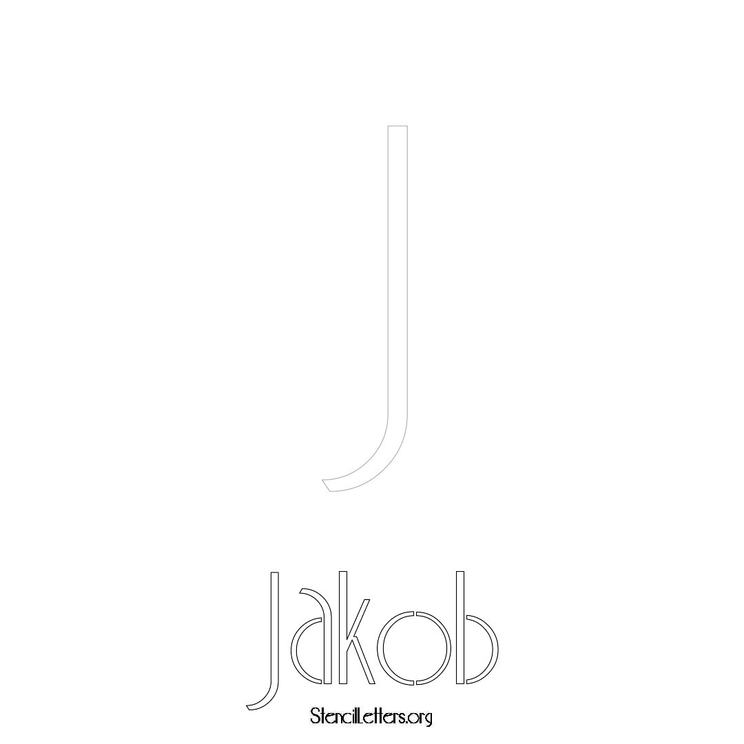 Jakob printable name initial stencil in Art Deco Lettering