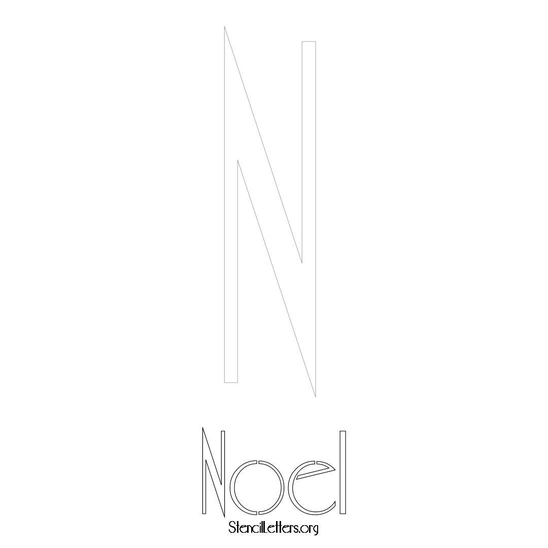 Noel printable name initial stencil in Art Deco Lettering