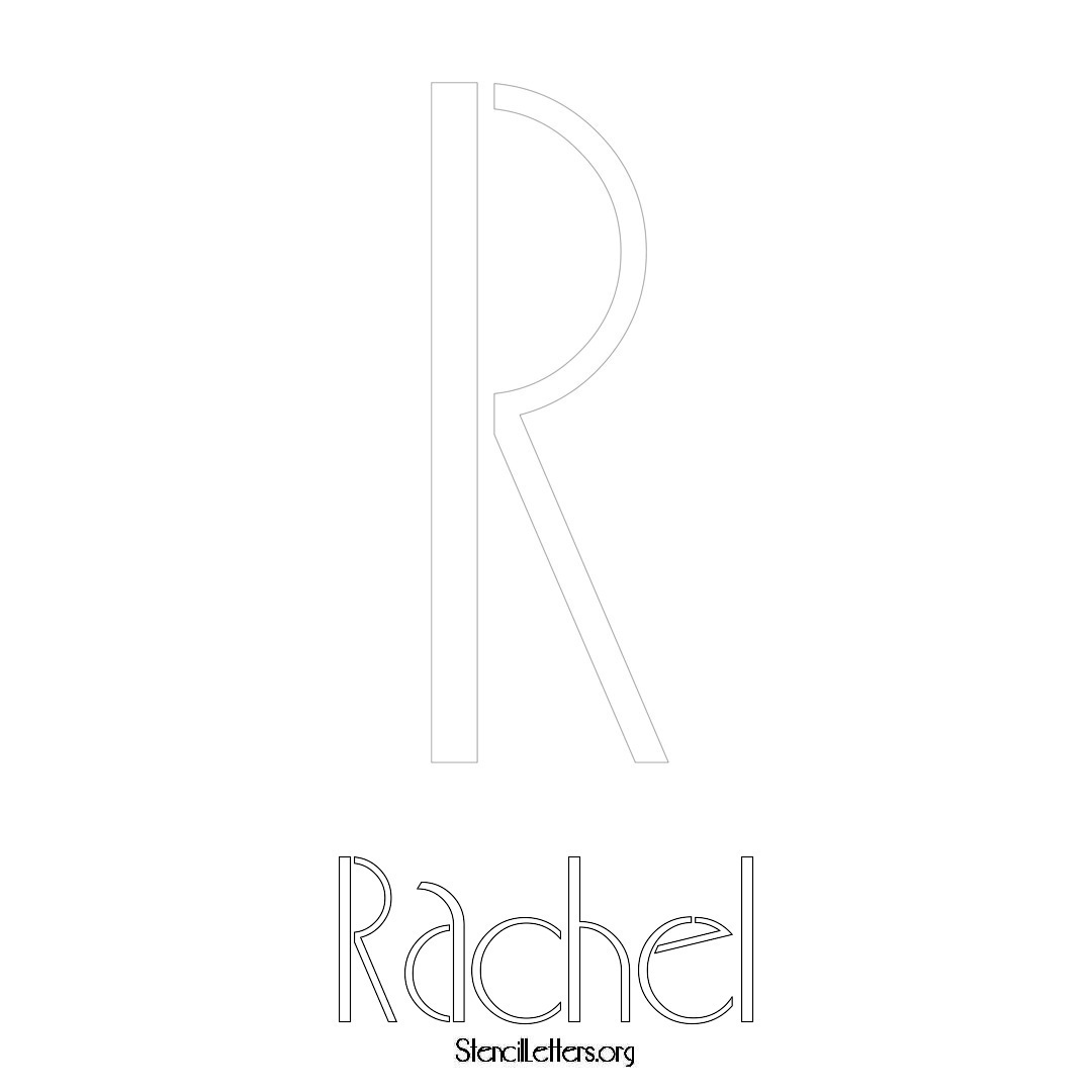 Rachel printable name initial stencil in Art Deco Lettering
