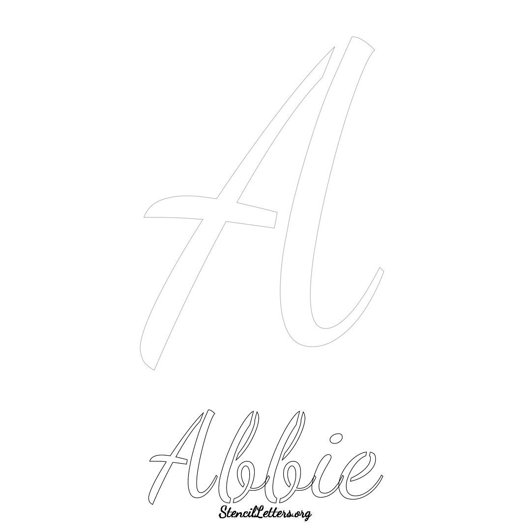 Abbie printable name initial stencil in Cursive Script Lettering