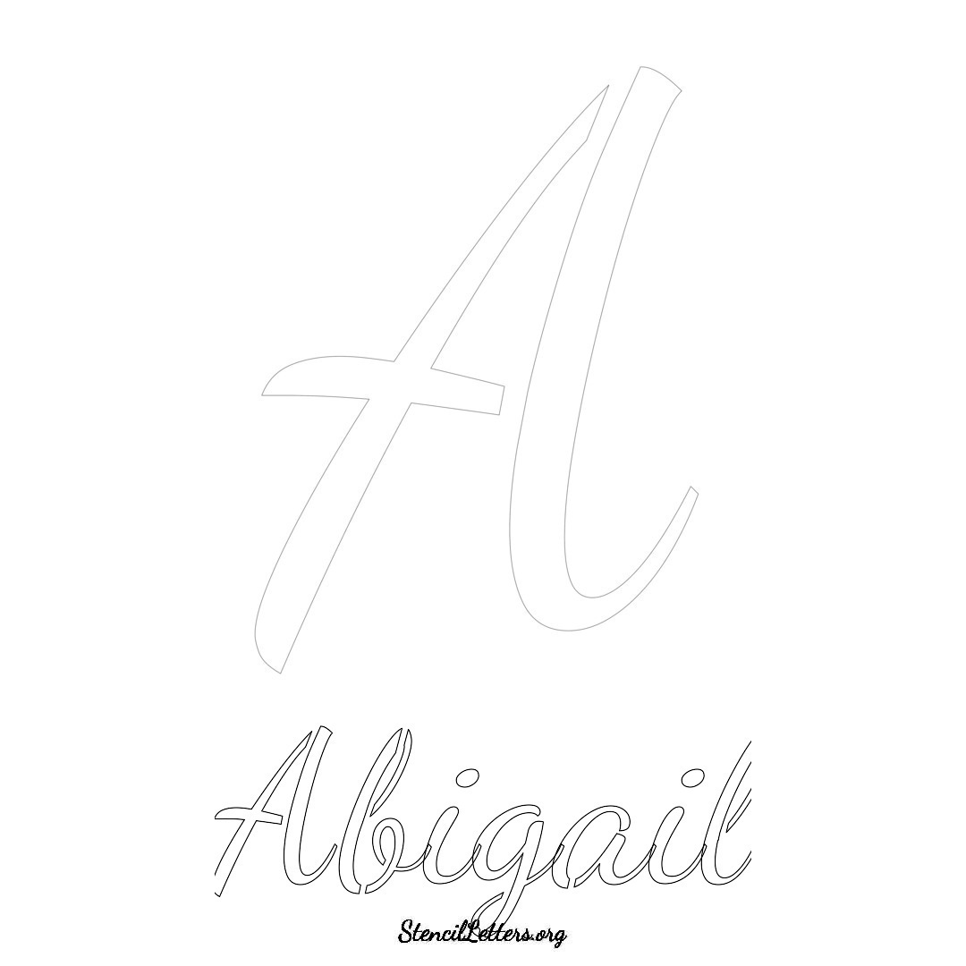 Abigail printable name initial stencil in Cursive Script Lettering