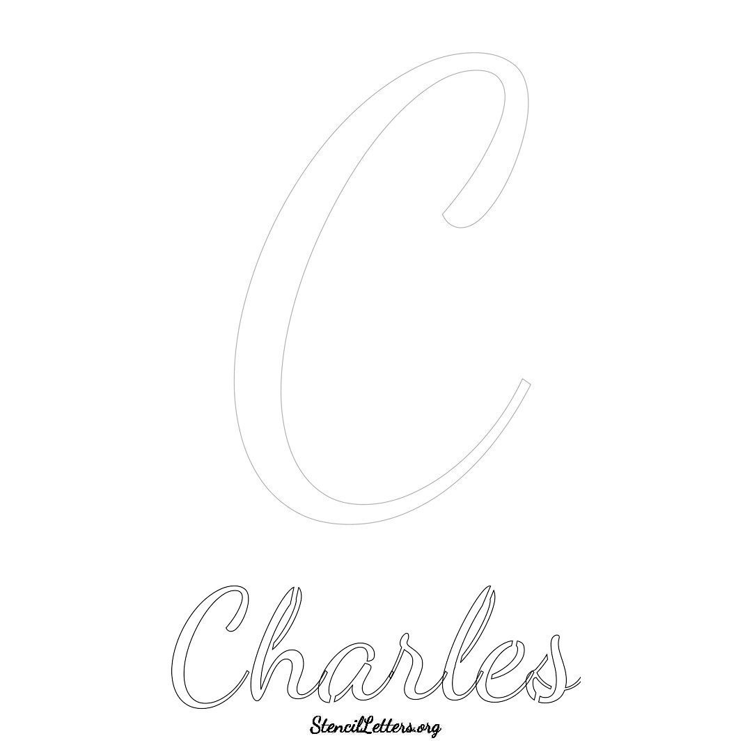 Charles printable name initial stencil in Cursive Script Lettering