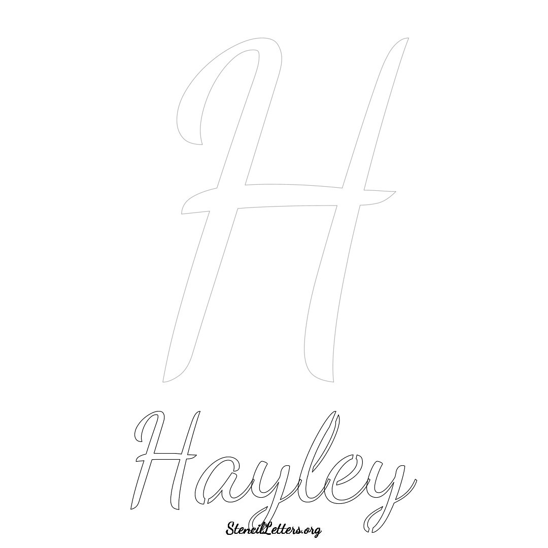 Hayley printable name initial stencil in Cursive Script Lettering