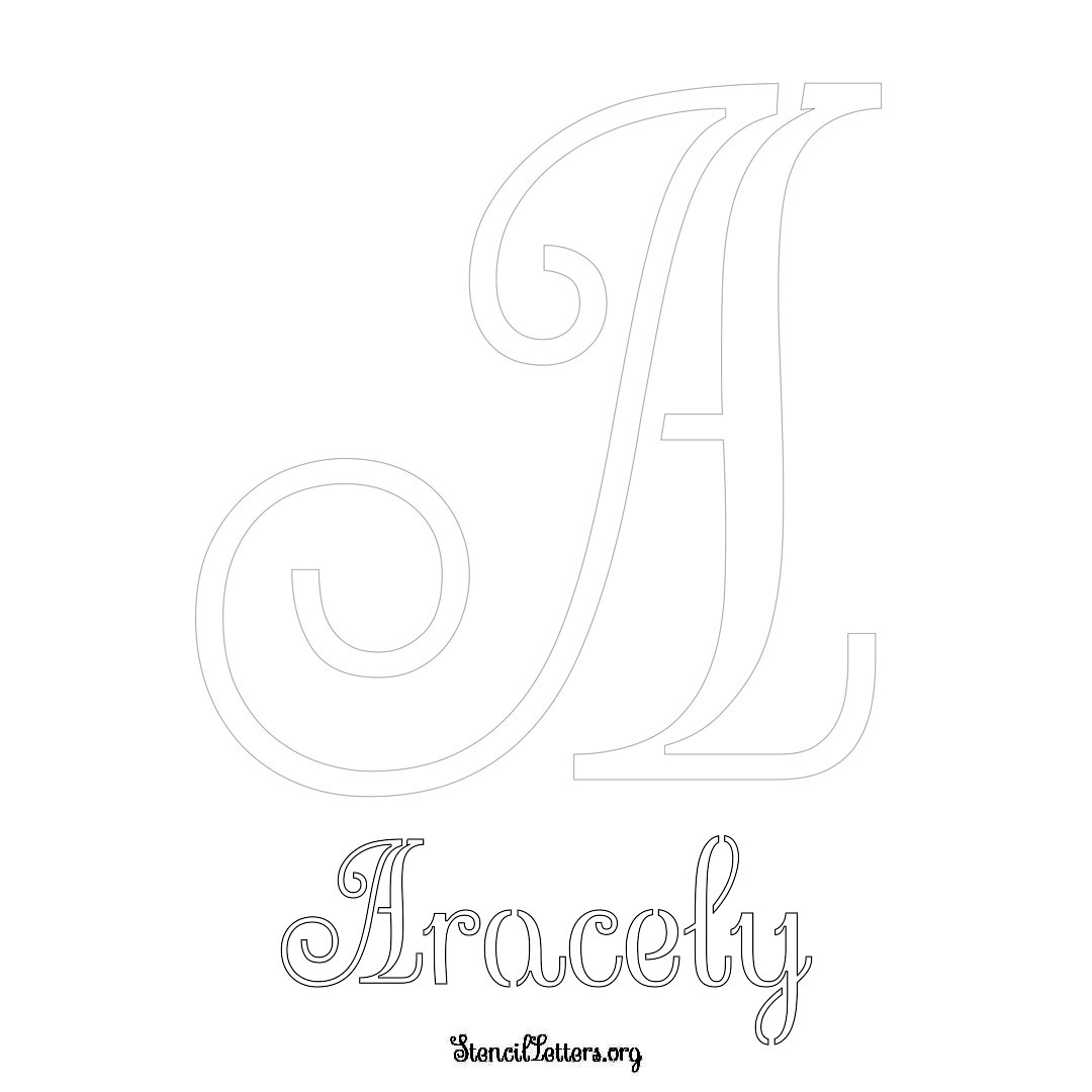 Aracely printable name initial stencil in Ornamental Cursive Lettering