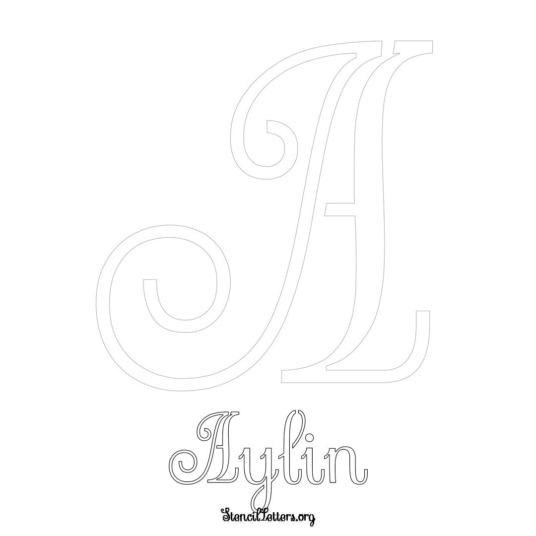Aylin printable name initial stencil in Ornamental Cursive Lettering