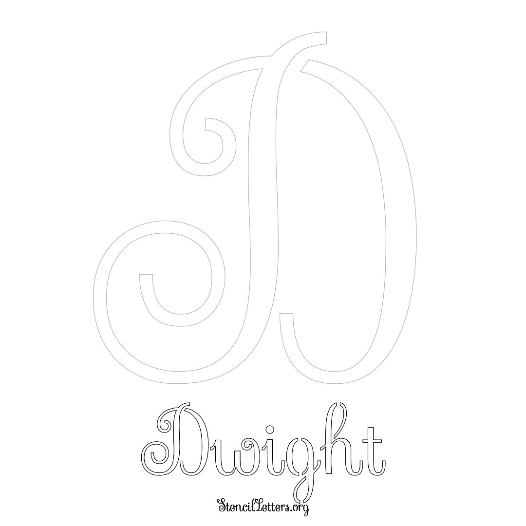Dwight printable name initial stencil in Ornamental Cursive Lettering