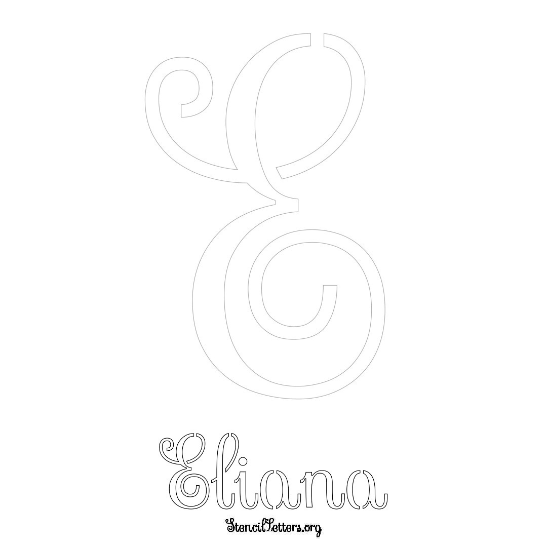 Eliana printable name initial stencil in Ornamental Cursive Lettering