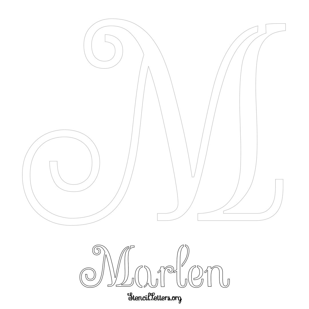 Marlen printable name initial stencil in Ornamental Cursive Lettering