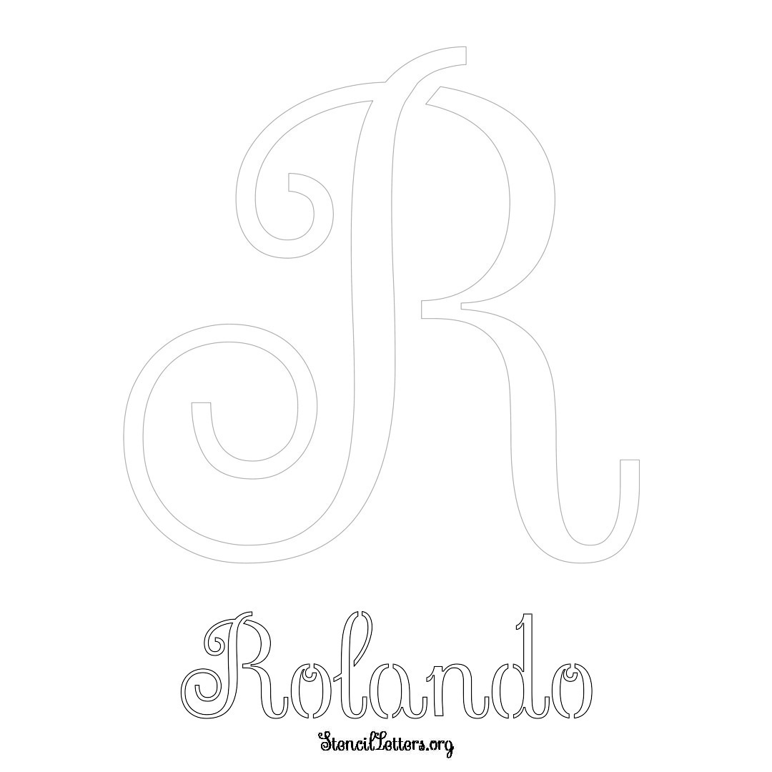 Rolando printable name initial stencil in Ornamental Cursive Lettering