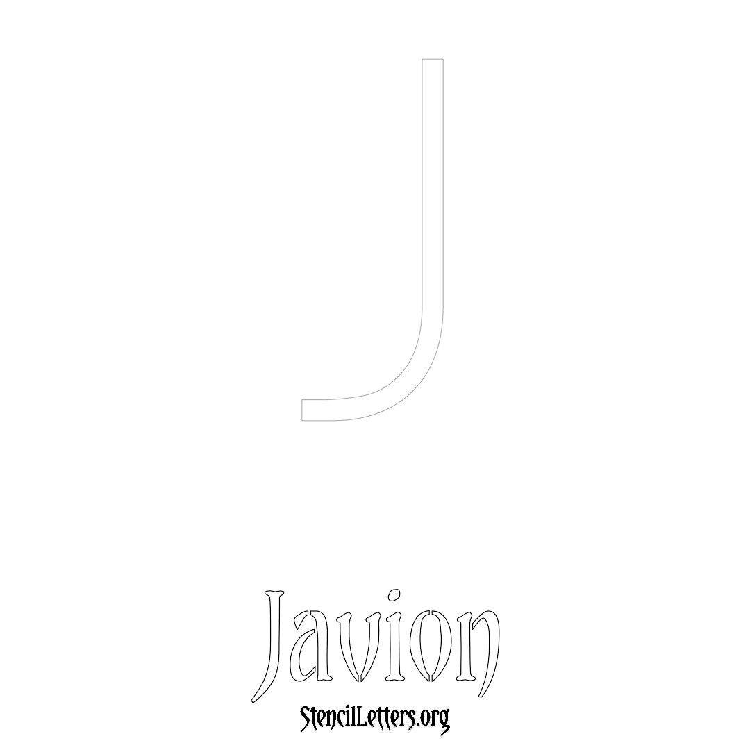 Javion printable name initial stencil in Simple Elegant Lettering