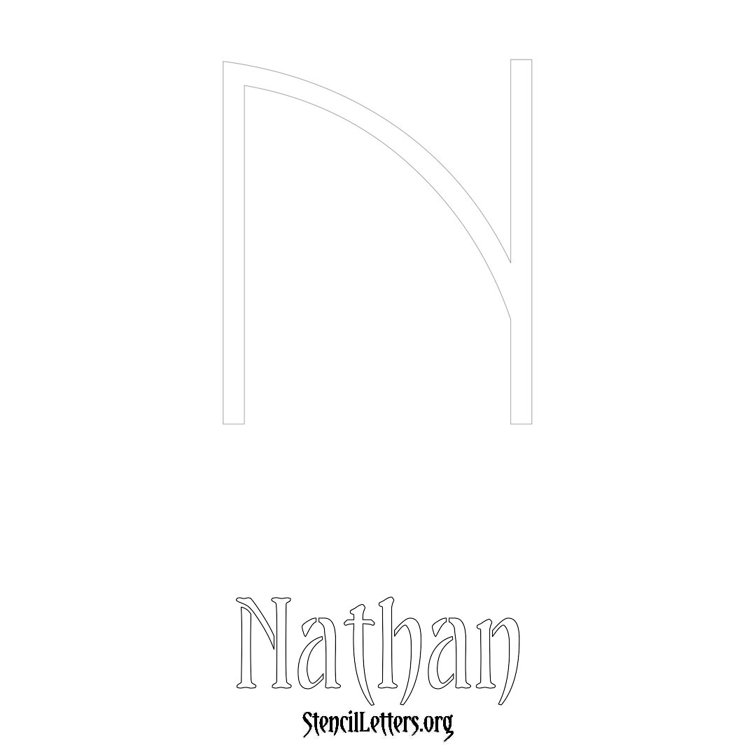 Nathan printable name initial stencil in Simple Elegant Lettering