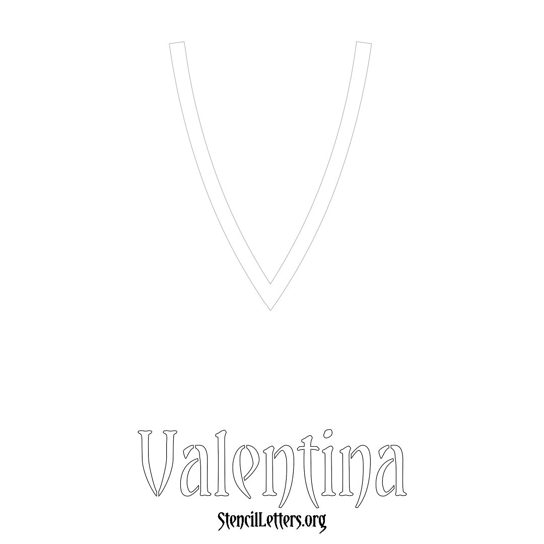 Valentina printable name initial stencil in Simple Elegant Lettering
