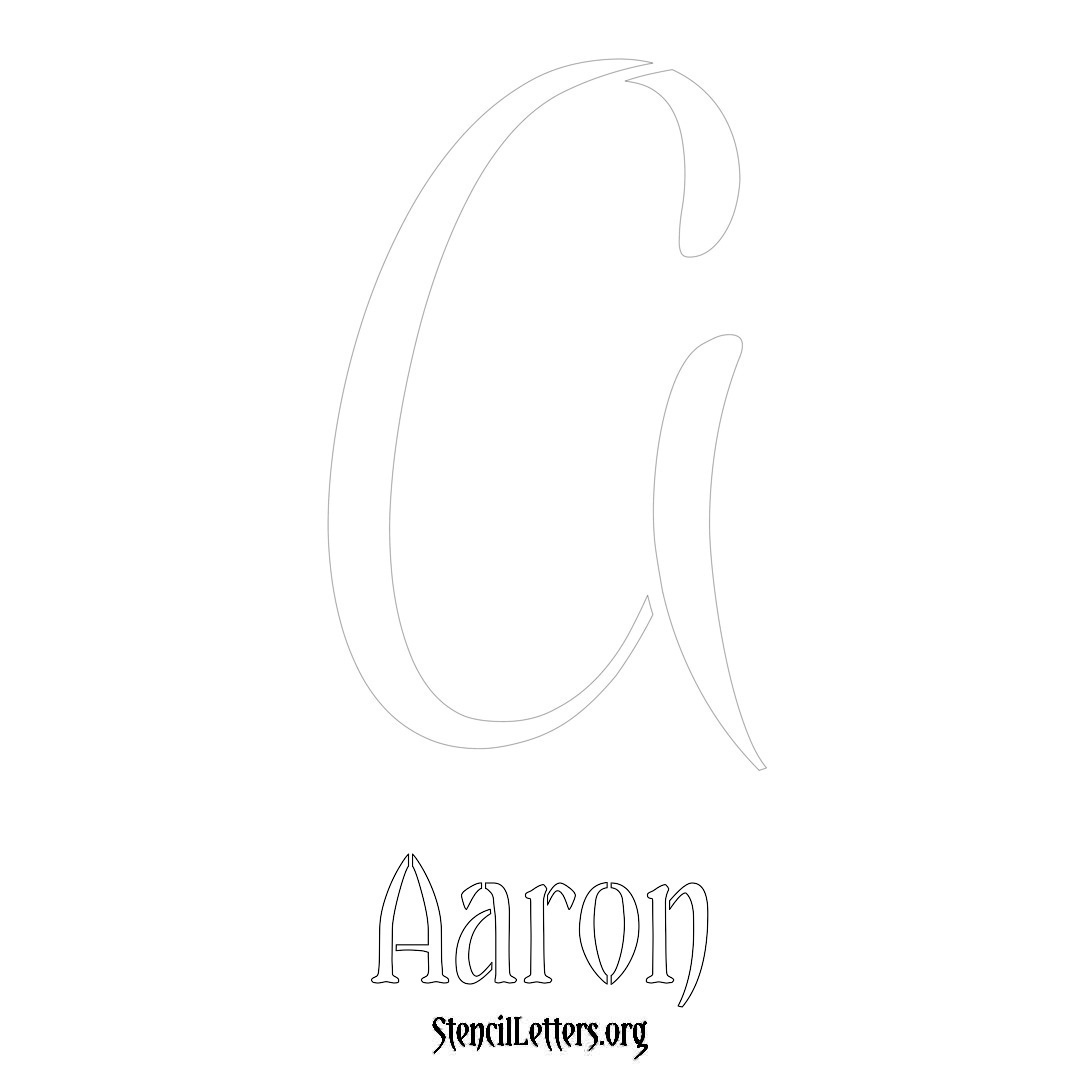 Aaron printable name initial stencil in Vintage Brush Lettering