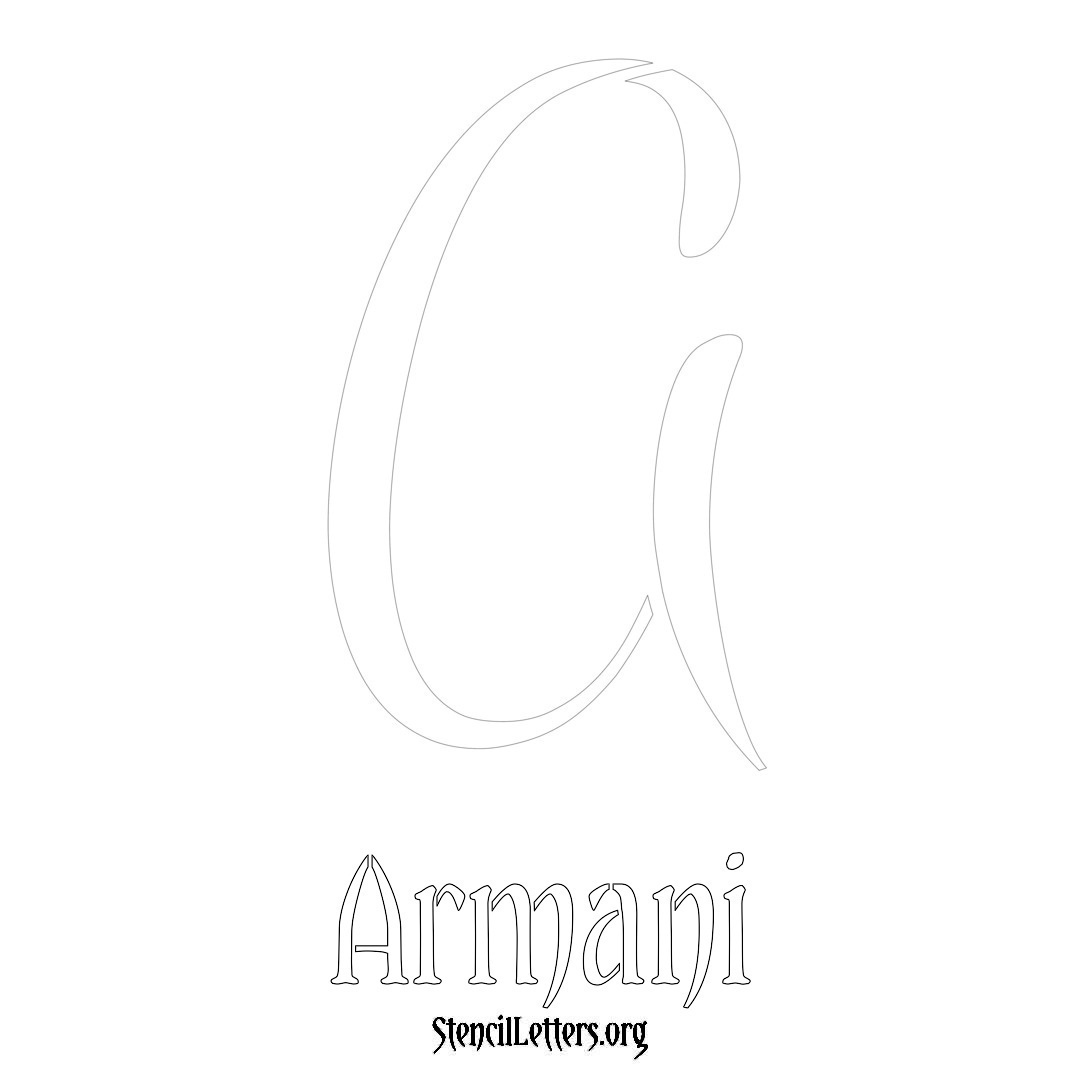 Armani printable name initial stencil in Vintage Brush Lettering